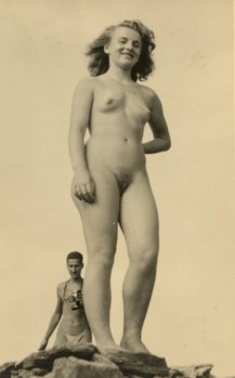 Unknown photographer, Nudist model with photographer