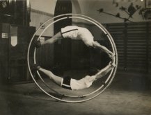 Unknown photographer, Couple of gymnast with a Rhnrad #1